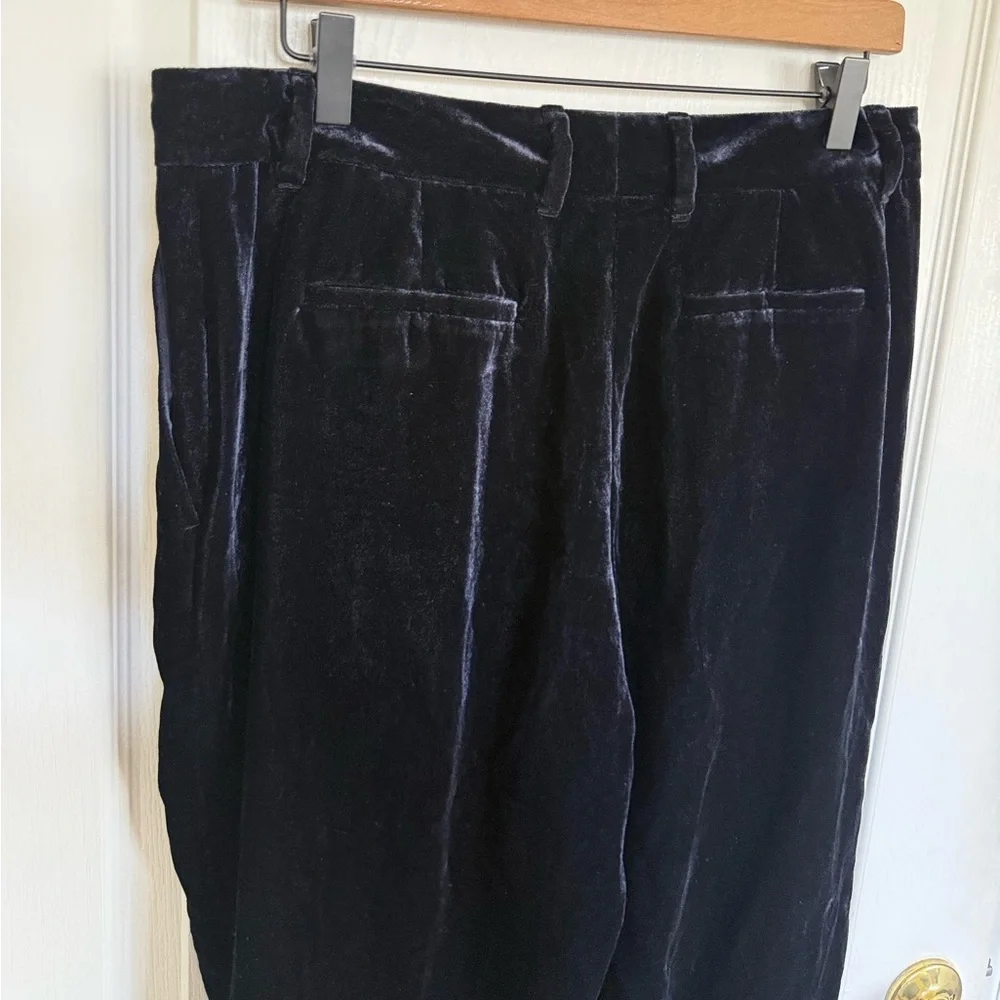 Lafayette 148 NEW Gates Wide Leg Velvet Pants in Midnight Blue